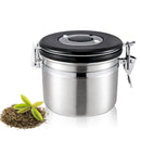 1200ml Stainless Steel Sealed Food Coffee Grounds Bean Storage Container with Built-in CO2 Gas Vent Valve & Calendar (Silver)
