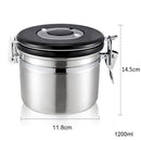 1200ml Stainless Steel Sealed Food Coffee Grounds Bean Storage Container with Built-in CO2 Gas Vent Valve & Calendar (Silver)