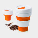 350ml Outdoor Pocket-Sized Coffee Tea Collapsible Travel Mug Silicone Cup with Lid (Orange)