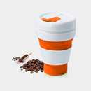 350ml Outdoor Pocket-Sized Coffee Tea Collapsible Travel Mug Silicone Cup with Lid (Orange)