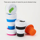350ml Outdoor Pocket-Sized Coffee Tea Collapsible Travel Mug Silicone Cup with Lid (Magenta)