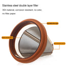 Stainless Steel Cone Shaped Pour Over Coffee Dripper with Double Layered Filter