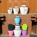 Self-Watering Planter Grow Plants Lazy Flower Pots Wall-hanging Round Resin Plastic Flower Pots, Size: 11x8x10.5cm(White)