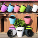 Self-Watering Planter Grow Plants Lazy Flower Pots Wall-hanging Round Resin Plastic Flower Pots, Size: 18x12.5x16cm(Black)