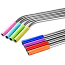 8 PCS Reusable Silicone Tips Stainless Steel Drinking Straws + 2 PCS Cleaner Brushes Set Kit with Cashmere Bag, 215*6mm