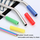 8 PCS Reusable Silicone Tips Stainless Steel Drinking Straws + 2 PCS Cleaner Brushes Set Kit with Cashmere Bag, 215*6mm