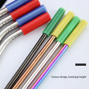 8 PCS Reusable Silicone Tips Stainless Steel Drinking Straws + 2 PCS Cleaner Brushes Set Kit with Cashmere Bag, 215*6mm