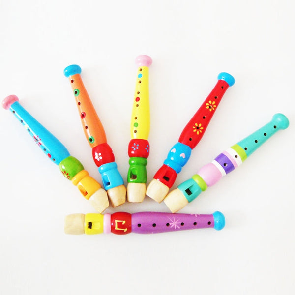 Kindergarten Children Early Education Teaching Aids Wooden Colorful Flute Musical Play Toys, Size: 20*2.5cm