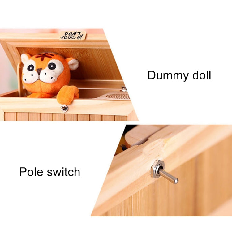 Creative Cute Tiger Funny Present Sound Version Wooden Electronic Useless Box Novel Stress-Reduction Desk Decoration, Size: 19.2*8.5*11cm