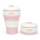 350ml Folding Portable Silicone Coffee Cup Multi-function Travel Cup (Pink)