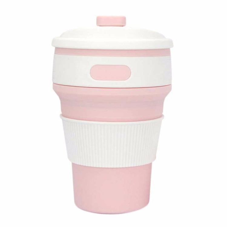 350ml Folding Portable Silicone Coffee Cup Multi-function Travel Cup (Pink)