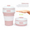 350ml Folding Portable Silicone Coffee Cup Multi-function Travel Cup (Pink)