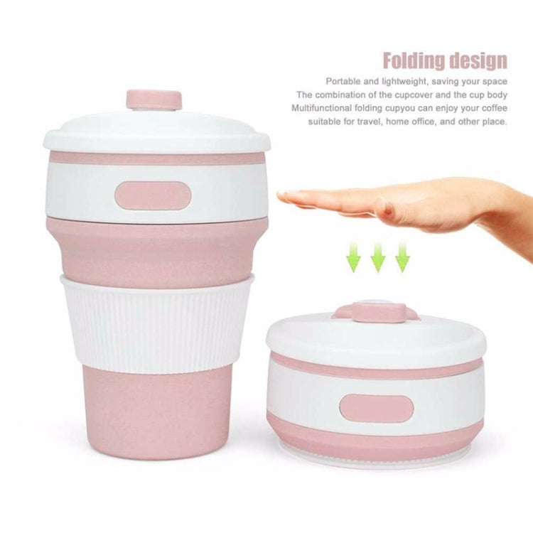 350ml Folding Portable Silicone Coffee Cup Multi-function Travel Cup (Pink)