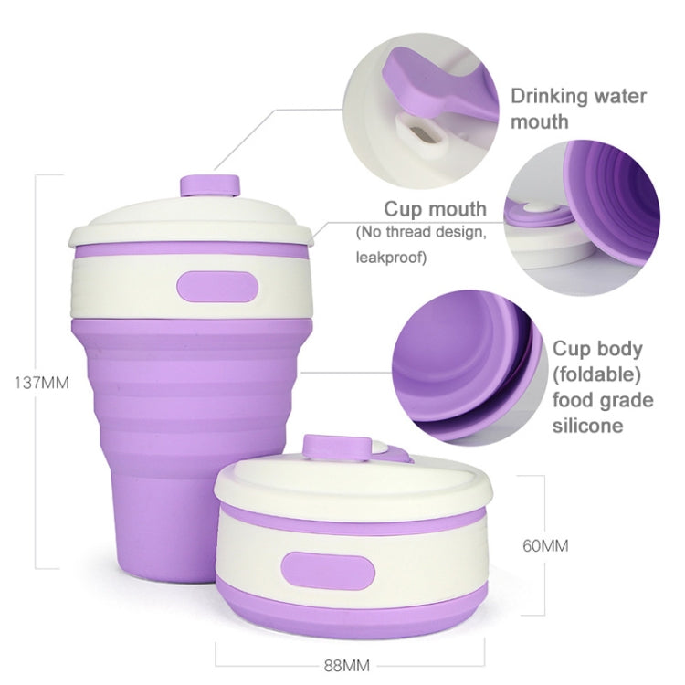 350ml Folding Portable Silicone Coffee Cup Multi-function Travel Cup (Pink)
