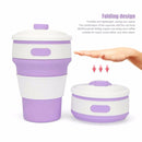 350ml Folding Portable Silicone Coffee Cup Multi-function Travel Cup (Purple)