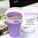 350ml Folding Portable Silicone Coffee Cup Multi-function Travel Cup (Purple)