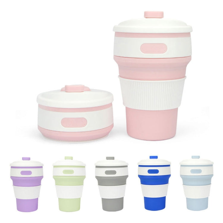 350ml Folding Portable Silicone Coffee Cup Multi-function Travel Cup (Pink)