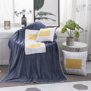 Yellow Hello Pattern Multifunctional Plush Blanket Square Pillow Quilt Office Car Pillow Cushion, Size : M