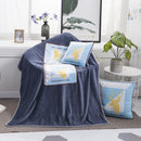 Blue Nordic Life Pattern Multifunctional Plush Blanket Square Pillow Quilt Office Car Pillow Cushion, Size : M