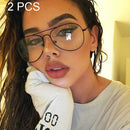 2 PCS Fashion Oversize Men Women Clear Lens Eyeglasses, Random Color