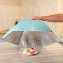 Folding Food Cover Keep Foods Warm Aluminum Foil Cover, Blue Plaid Pattern, Size: 70*70*17cm