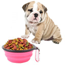 Portable Pet Folding Feeding Bowl Silicone Water Dish Feeder Puppy Travel Bowl, Random Color Delivery, Bowl Diameter: 13cm(Pink)