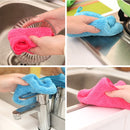 5 PCS Bamboo Fiber Washing Dish Towel Kitchen Cleaning Cloth Double-Sided Scouring Cloth Water Absorption Non-Stick Oil,Can Hang,Random Color Delivery