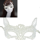 Halloween Masquerade Party Dance Sexy Lady Lace Cat King Mask(White)