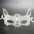 Halloween Masquerade Party Dance Sexy Lady Lace Cat King Mask(White)