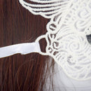 Halloween Masquerade Party Dance Sexy Lady Lace Cat King Mask(White)