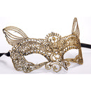 Halloween Masquerade Party Dance Sexy Lady Bronzing Lace Cat King Mask(Gold)