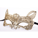 Halloween Masquerade Party Dance Sexy Lady Bronzing Lace Cat King Mask(Gold)