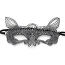 Halloween Masquerade Party Dance Sexy Lady Bronzing Lace Cat King Mask(Silver)