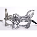 Halloween Masquerade Party Dance Sexy Lady Bronzing Lace Cat King Mask(Silver)