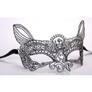 Halloween Masquerade Party Dance Sexy Lady Bronzing Lace Cat King Mask(Silver)