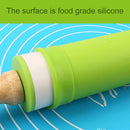 kn055 Solid Wooden Handle Silicone Rolling Pin Non-stick Food Dumpling Stick, Length: 43cm, Random Color Delivery