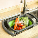 kn003 Household RetractableFruit and Vegetable Water Filter Basket Washing Basket (Green)