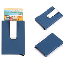 Frosted Antimagnetic Solid Color Credit Card Holder Money Clip Wallet, Size: 10*6.6cm(Blue)