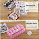 Large Storage Box Three Layer Large 36 Slots Plastic Craft Accessories Beards Jewelry Storage Box Container Home Organizer(Pink)