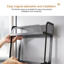 Kitchen Double Layers Magnetic Refrigerator Rack Storage Holder (Black)