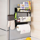 Kitchen Double Layers Magnetic Refrigerator Rack Storage Holder (Black)