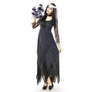 Halloween Costume Women Lace Chiffon Black Dress Ghost Bride Clothes Cosplay Game Uniforms, Size: M, Bust: 76cm, Waistline:70cm, Clothes Long:141cm