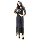 Halloween Costume Women Lace Chiffon Black Dress Ghost Bride Clothes Cosplay Game Uniforms, Size: L, Bust: 80cm, Waistline:72cm, Clothes Long:143cm