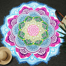 Microfiber Colorful Printed Tassel Lotus Summer Bath Towel Sand Beach Towel Shawl Scarf, Size: 150 x 150cm(Blue+Magenta)