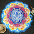 Microfiber Colorful Printed Tassel Lotus Summer Bath Towel Sand Beach Towel Shawl Scarf, Size: 150 x 150cm(Blue+Yellow)
