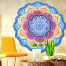 Microfiber Colorful Printed Tassel Lotus Summer Bath Towel Sand Beach Towel Shawl Scarf, Size: 150 x 150cm(Blue+Yellow)