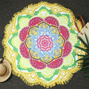 Microfiber Colorful Printed Tassel Lotus Summer Bath Towel Sand Beach Towel Shawl Scarf, Size: 150 x 150cm(Yellow+Green)