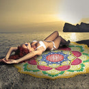 Microfiber Colorful Printed Tassel Lotus Summer Bath Towel Sand Beach Towel Shawl Scarf, Size: 150 x 150cm(Yellow+Green)