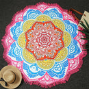 Microfiber Colorful Printed Tassel Lotus Summer Bath Towel Sand Beach Towel Shawl Scarf, Size: 150 x 150cm(Magenta+Blue)