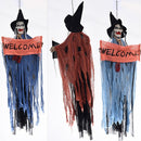Halloween Hang Ghost Resin Electric Skull Bar Door Welcome Ghost Voice Skeleton Props Decorations(Orange)